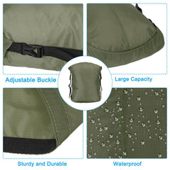 PATIKIL compression sack army green opened to reveal compact bag