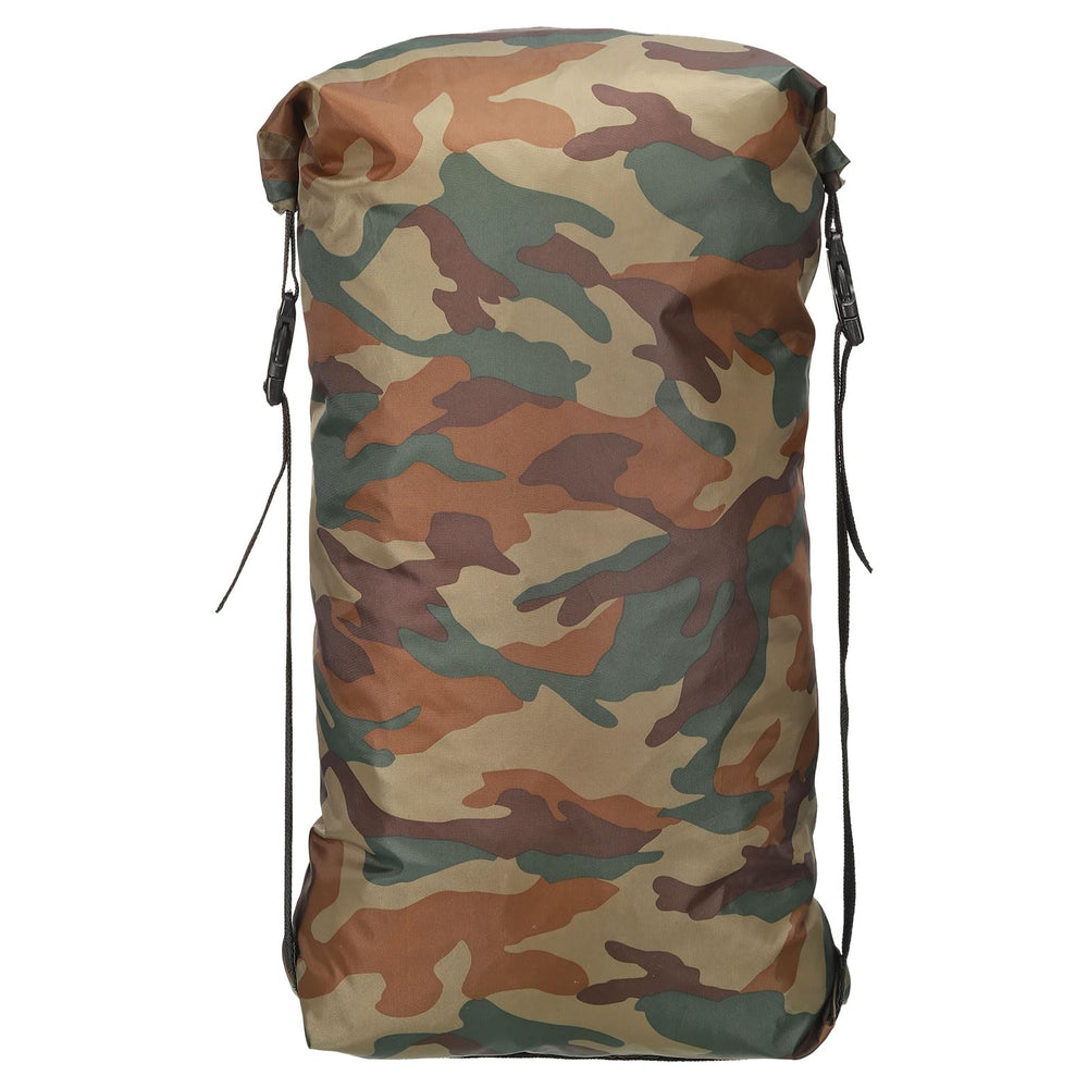 PATIKIL Compression Stuff Sack in camo packed to save space on outdoor trips.