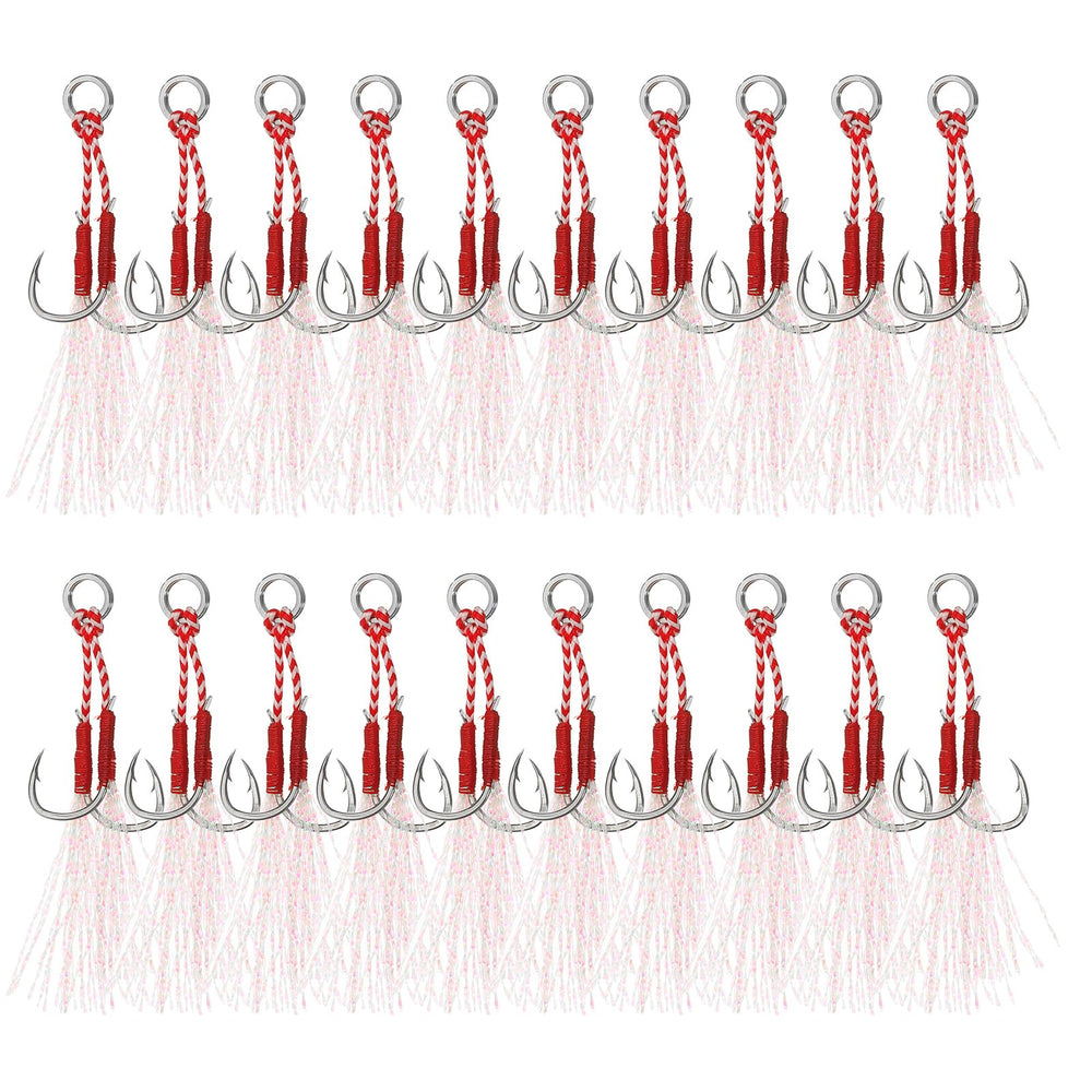PATIKIL double fishing assist hooks in jigging assembly improve lure visibility underwater