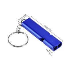 PATIKIL double-tube dark-blue whistle delivering loud, clear signals in wilderness.