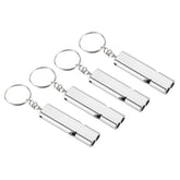 PATIKIL emergency survival whistle pack with four silver aluminum tubes for outdoor signaling.