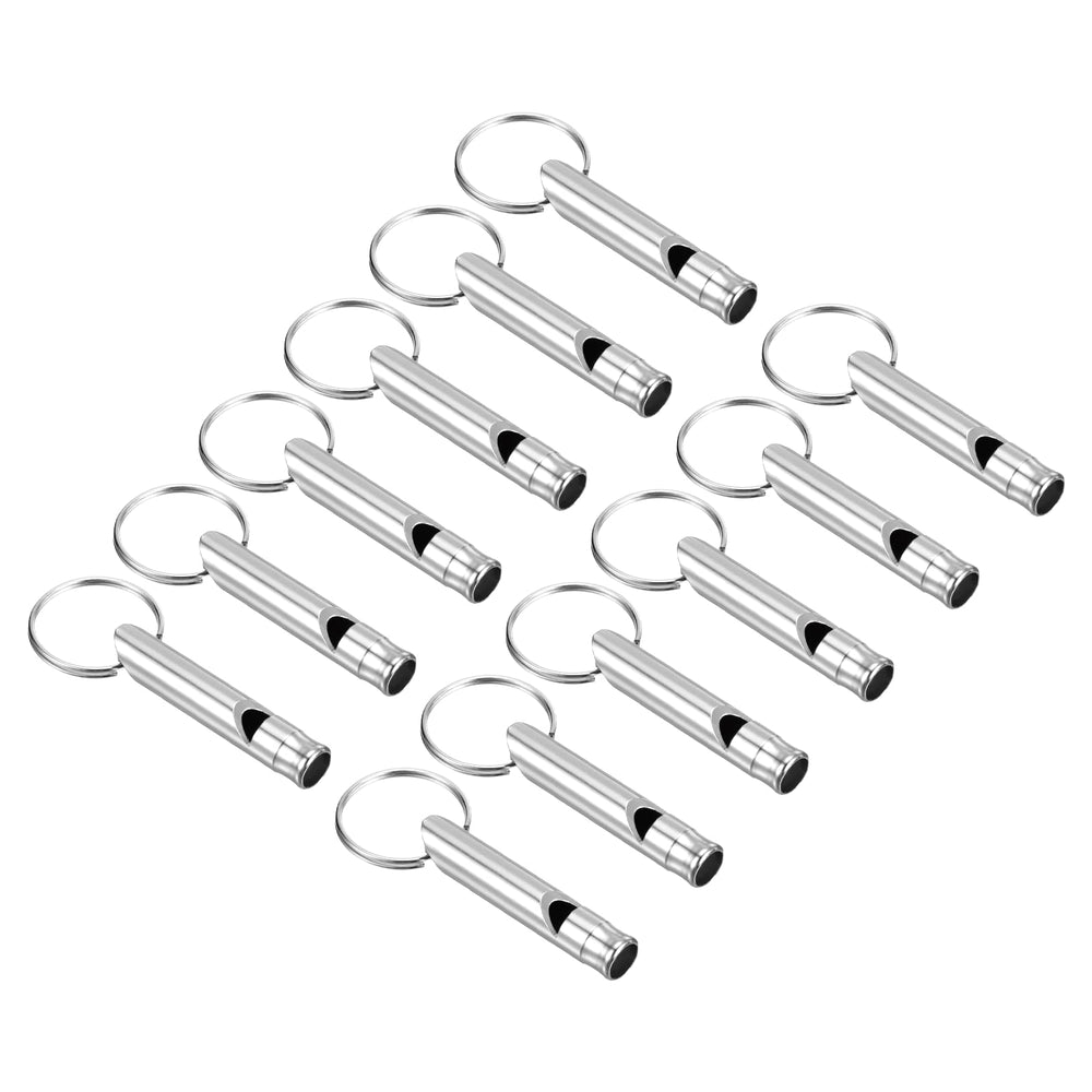 PATIKIL emergency whistle 12-pack on keychain for quick outdoor signaling.