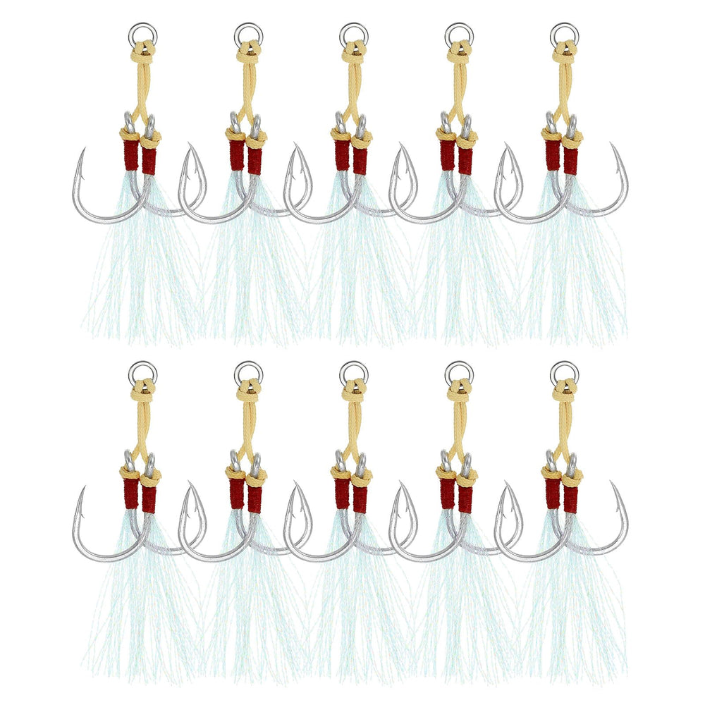 PATIKIL fishing assist hooks with glow tassel in green improve underwater visibility for lure attraction.