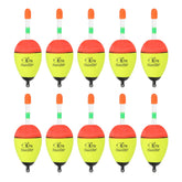 PATIKIL fishing bobbers 10-pack, bright yellow EVA floats for versatile freshwater and saltwater use.