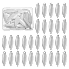 PATIKIL fishing lure blades 40-pack close-up of silver-tone blades for bright water flashes.