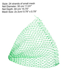 Close-up of green nylon 24-strand mesh for fishing net replacement