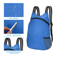 PATIKIL foldable backpack blue folding design for easy packing.