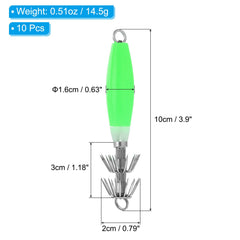 PATIKIL glow coating close-up green squid jig hook with improved underwater visibility