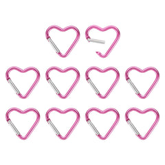 PATIKIL heart-shaped snap hook closeup in rose red aluminum with spring action.
