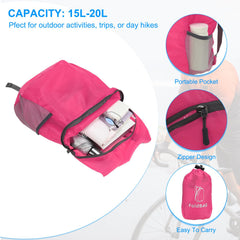 PATIKIL hiking backpack rose red side-pocket keeps small items accessible
