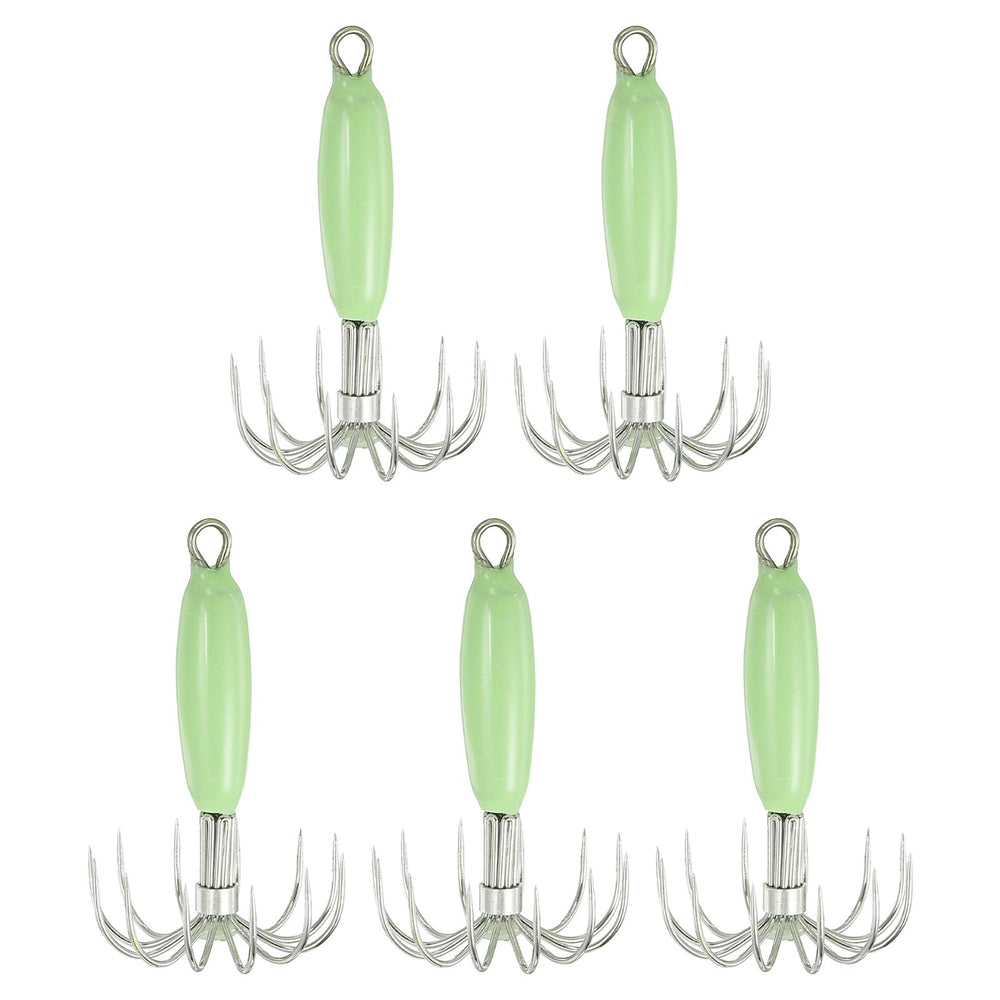 PATIKIL luminous squid jig hook front view with green glow for night fishing