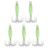 PATIKIL luminous squid jig hook front view with green glow for night fishing