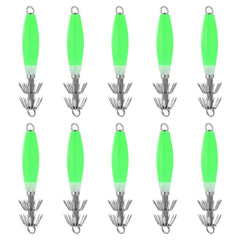 PATIKIL luminous squid jig hooks green pack—bright glow enhances squid attraction