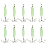 PATIKIL luminous squid jig hooks glow green to attract squid underwater