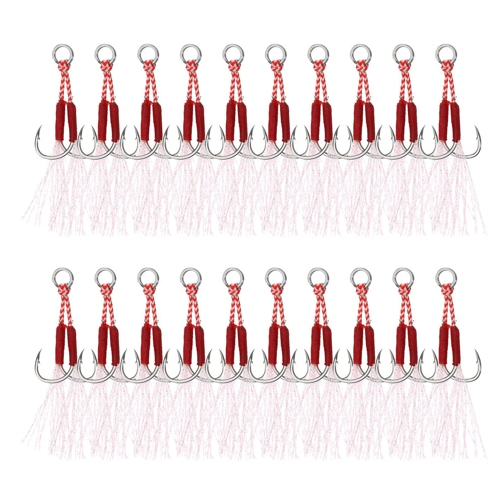 PATIKIL packaging of 20-pcs double fishing hooks, ready for easy lure setup.