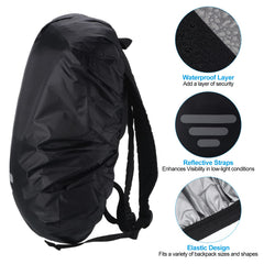 PATIKIL rain cover on backpack showing silver-lined interior provides reliable rain protection