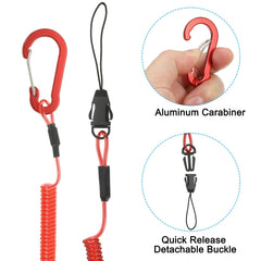 PATIKIL retractable coil strap black with clip, durable lanyard for fishing and camping.