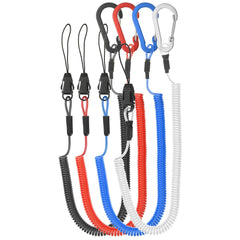 PATIKIL retractable coil strap red with aluminum clip for easy one-handed securement.