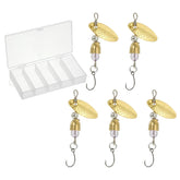 PATIKIL spinnerbait gold-tone closeup blade highlighting flash to attract freshwater fish.