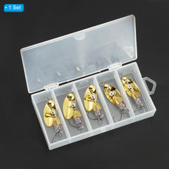 PATIKIL spinnerbait gold-tone five-pack display shows a versatile lure set for different waters.