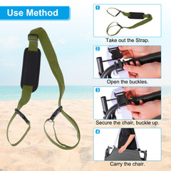 PATIKIL strap around chair legs enabling quick setup and transport