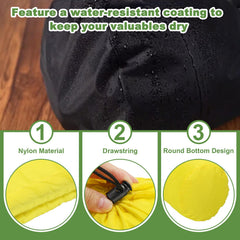 PATIKIL Stuff Sack yellow dust flap close-up shows weather protection.