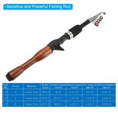 PATIKIL telescopic fishing rod compact 40 cm when packed, easy to carry on trips.