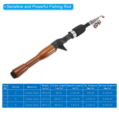 PATIKIL telescopic fishing rod collapsed for compact storage and portability.