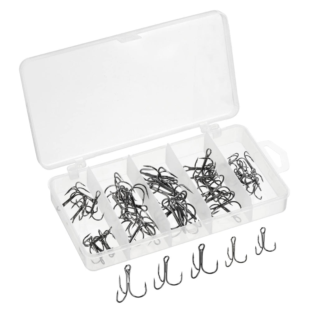 PATIKIL treble hooks size6 close-up with triple barbs for secure hookups.