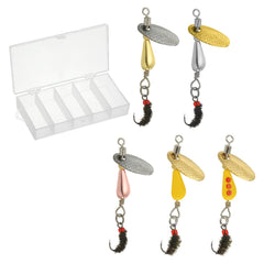 PATIKIL Trout Lures five-pack in tackle box for freshwater and saltwater fishing