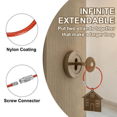 PATIKIL pink wire keychain cable showing easy tightening to add items