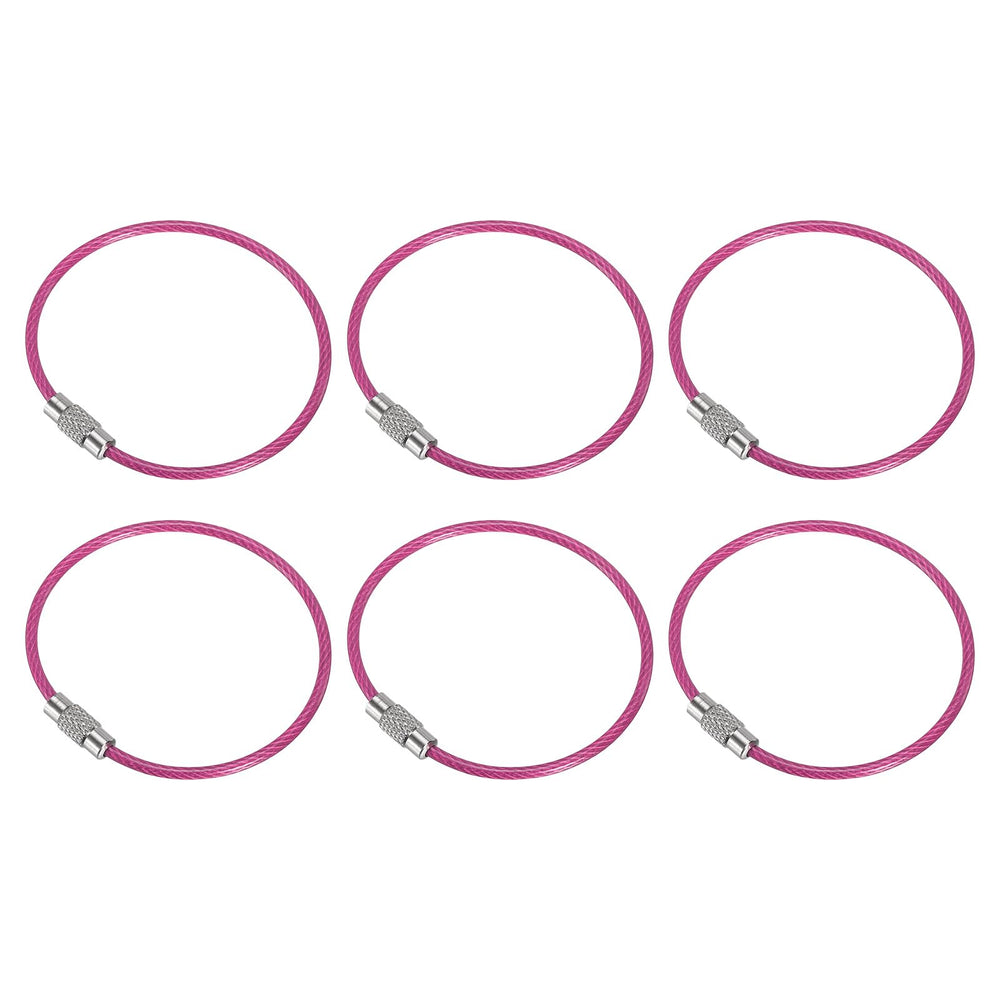 PATIKIL pink wire keychain 6-pack ready for easy key organization.