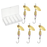 PATIKIL Spinnerbait Gold Tone set of 5 fishing lures with storage box