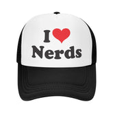 PAUPPY Funny I Love Nerds cap front view for casual geek chic and sun protection