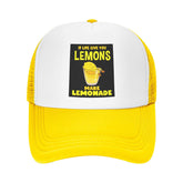 PAUPPY Lemonade Trucker Hat front view with bright yellow color for sun protection