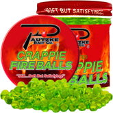 Pautzke Bait Crappie Fire Balls chartreuse color attracts crappie in murky water.