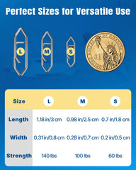 Three sizes of Pawfly clips: S, M, and L