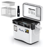 Pawfly 13 Qt live bait cooler with closed lid and carrying handle