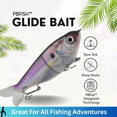 PBFish Glide Bait in water showing slow sinking glide action
