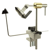 PEAK rotary vise with C-clamp, front view, showcasing sturdy construction and versatile mounting.