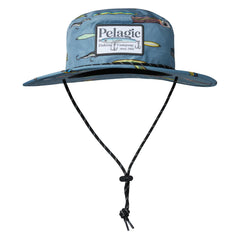 Pelagic Sunsetter bucket hat front view highlights ultralight design for all-day comfort.