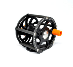 Univrsal Pelengas reel mounted on speargun with U-shaped aluminum bracket