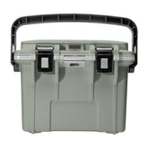 Pelican 14-quart lunch cooler in Sage-Gray with a secure lid for on-the-go meals.