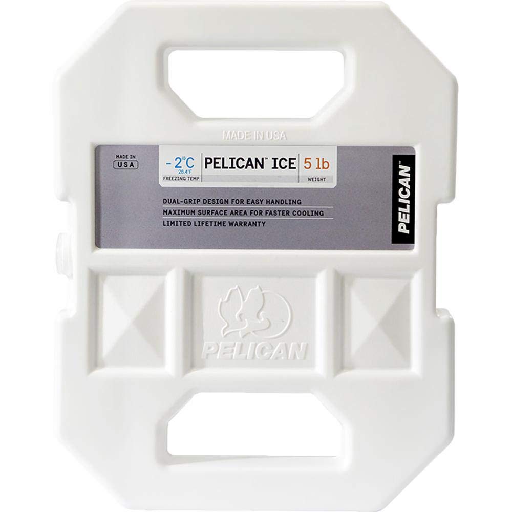 Pelican 5lb ice pack in white, top view highlighting compact cooling efficiency.