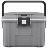 Pelican 8QT cooler front view in cement/white, rugged field-ready design.