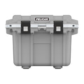 Pelican Elite 30qt cooler top view with rugged cement/white finish for outdoor adventures