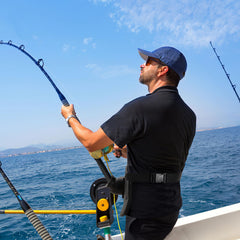 PELLOR offshore rod holder 360 rotation demonstrates easy control during fights.