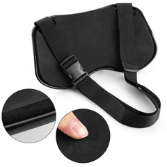 PELLOR padded belt worn on waist for reduced fatigue during long sessions.