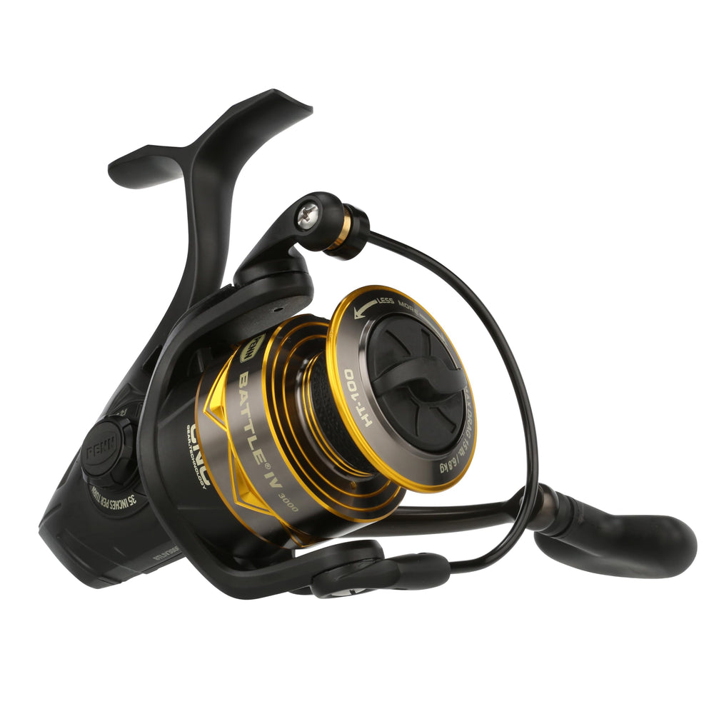 PENN Battle IV 3000 front view shows rugged durability for big-game saltwater fishing.