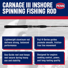 Penn Carnage III Inshore Rod guide-system highlighting tangle-free performance